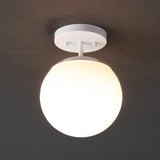 Thomas Bistro 7.75" Bohemian Farmhouse Iron/Frosted Glass LED Semi Flush Mount