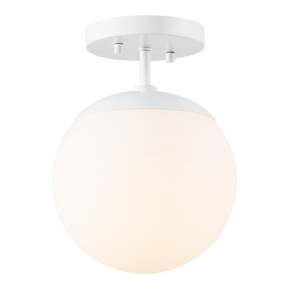 Thomas Bistro 7.75" Bohemian Farmhouse Iron/Frosted Glass LED Semi Flush Mount