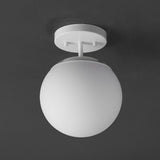 Thomas Bistro 7.75" Bohemian Farmhouse Iron/Frosted Glass LED Semi Flush Mount