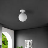 Thomas Bistro 7.75" Bohemian Farmhouse Iron/Frosted Glass LED Semi Flush Mount