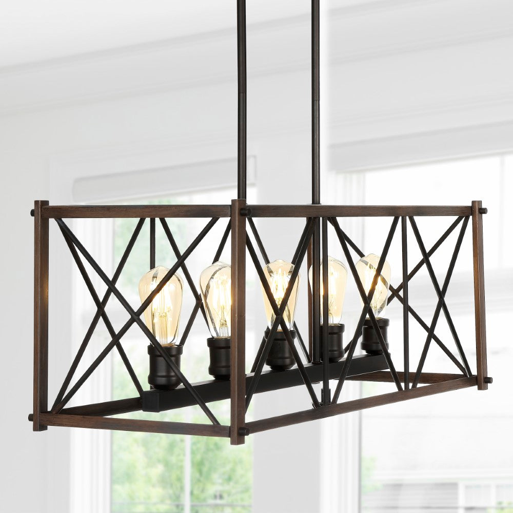 Converse 16" 3-Light Adjustable Iron Rustic Farmhouse LED Pendant
