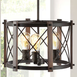 Converse 16" 3-Light Adjustable Iron Rustic Farmhouse LED Pendant