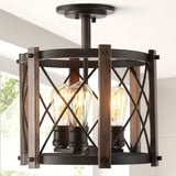 Converse 14" 3-Light Iron Rustic Farmhouse LED Flush Mount