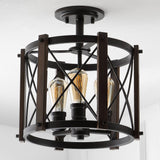 Converse 14" 3-Light Iron Rustic Farmhouse LED Flush Mount