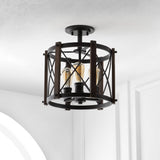 Converse 14" 3-Light Iron Rustic Farmhouse LED Flush Mount