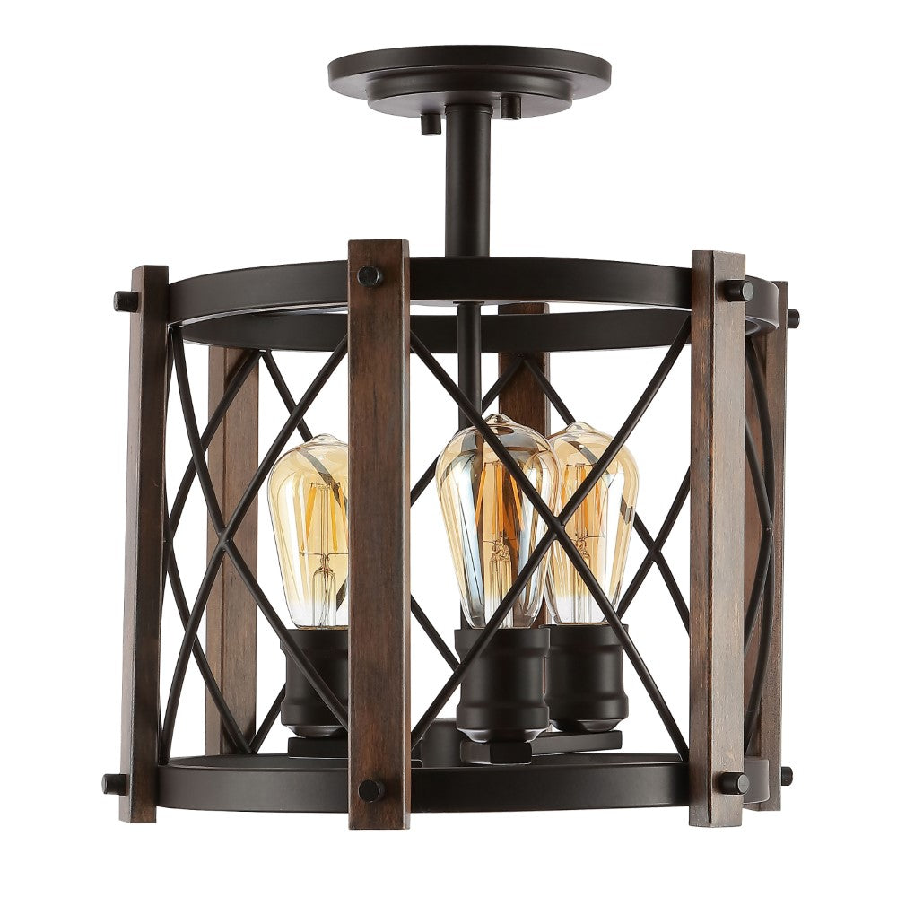 Converse 14" 3-Light Iron Rustic Farmhouse LED Flush Mount