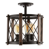 Converse 14" 3-Light Iron Rustic Farmhouse LED Flush Mount