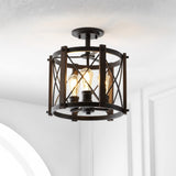 Converse 14" 3-Light Iron Rustic Farmhouse LED Flush Mount