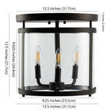 Zairepipe 12.5" 3-Light Metal/Glass Rustic Vintage LED Flush Mount