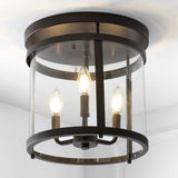 Zairepipe 12.5" 3-Light Metal/Glass Rustic Vintage LED Flush Mount