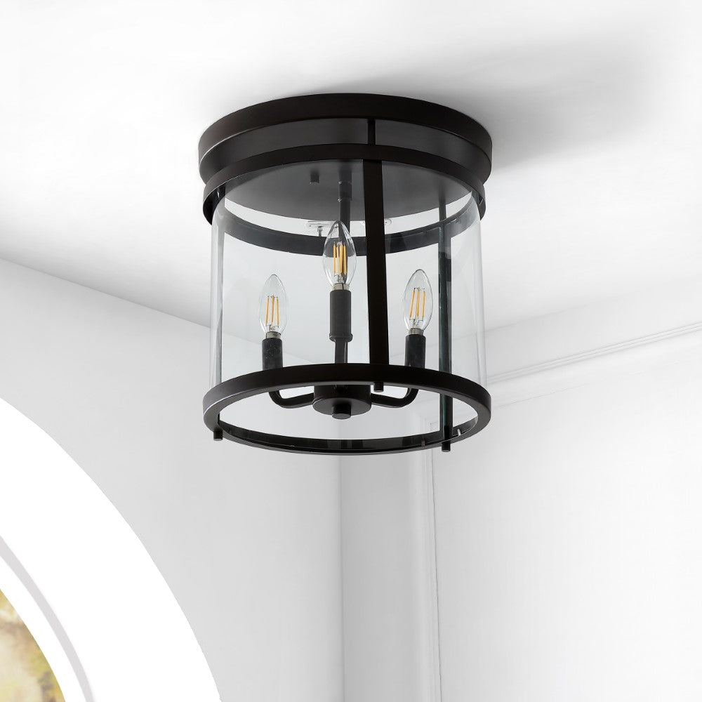 Zairepipe 12.5" 3-Light Metal/Glass Rustic Vintage LED Flush Mount