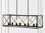 Dave 39" 8-Light Adjustable Iron Farmhouse Industrial LED Dimmable Pendant