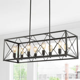 Dave 39" 8-Light Adjustable Iron Farmhouse Industrial LED Dimmable Pendant