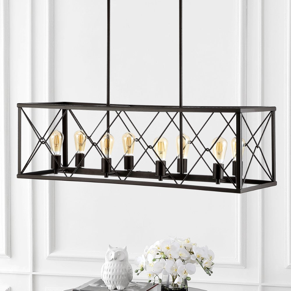 Dave 39" 8-Light Adjustable Iron Farmhouse Industrial LED Dimmable Pendant