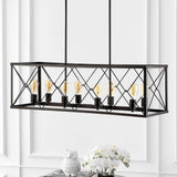 Dave 39" 8-Light Adjustable Iron Farmhouse Industrial LED Dimmable Pendant