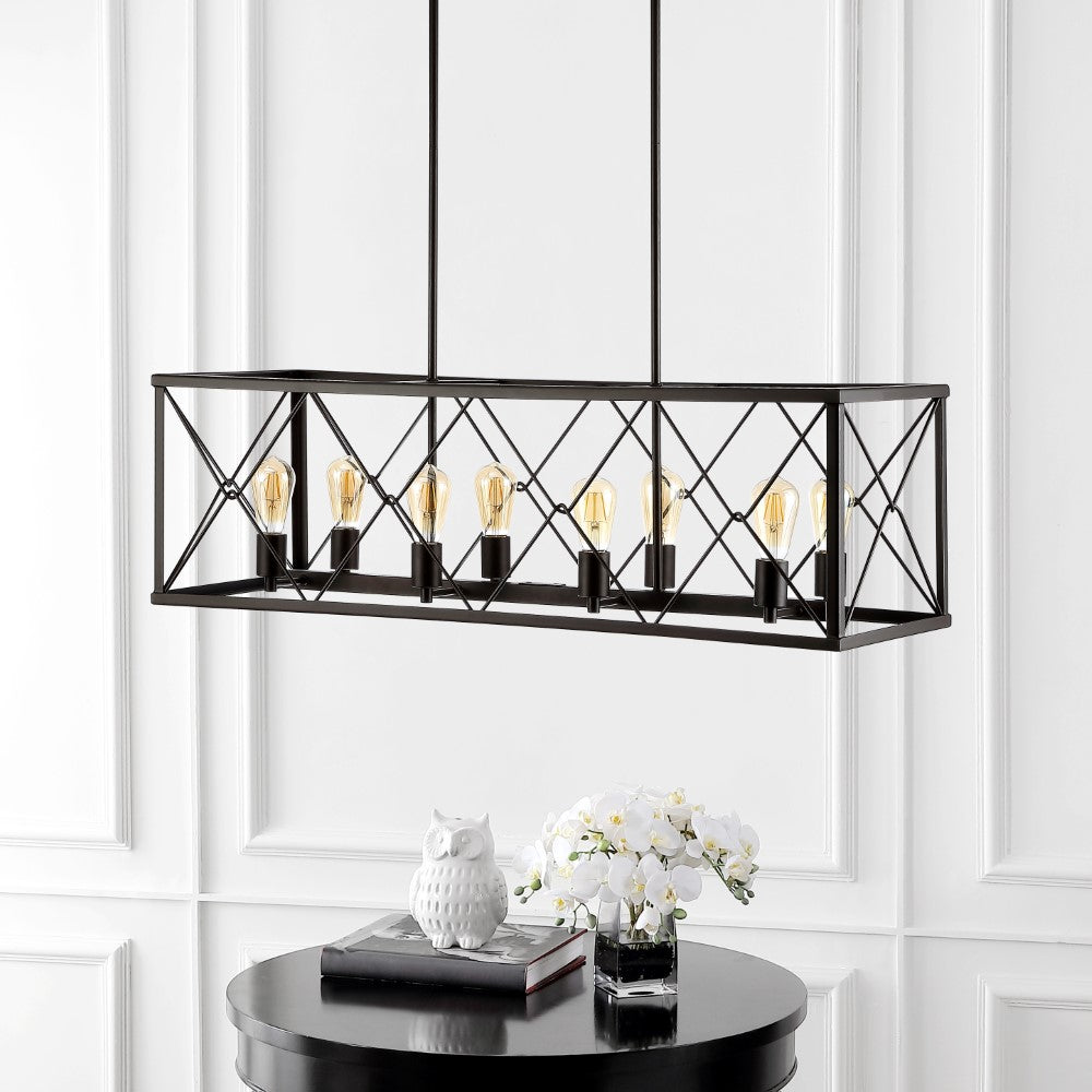 Dave 39" 8-Light Adjustable Iron Farmhouse Industrial LED Dimmable Pendant