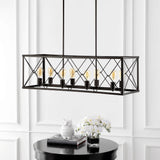 Dave 39" 8-Light Adjustable Iron Farmhouse Industrial LED Dimmable Pendant
