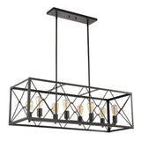 Dave 39" 8-Light Adjustable Iron Farmhouse Industrial LED Dimmable Pendant