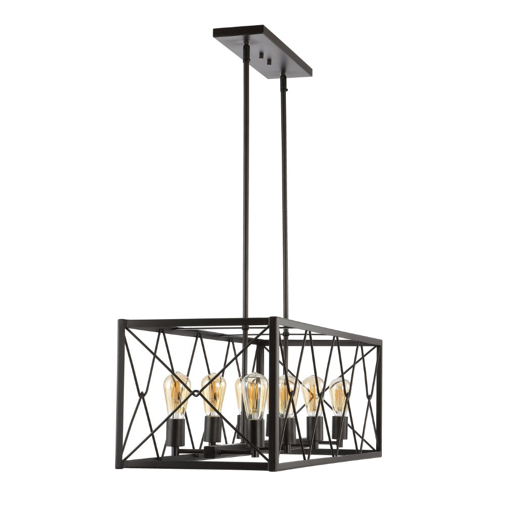 Dave 39" 8-Light Adjustable Iron Farmhouse Industrial LED Dimmable Pendant