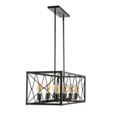 Dave 39" 8-Light Adjustable Iron Farmhouse Industrial LED Dimmable Pendant