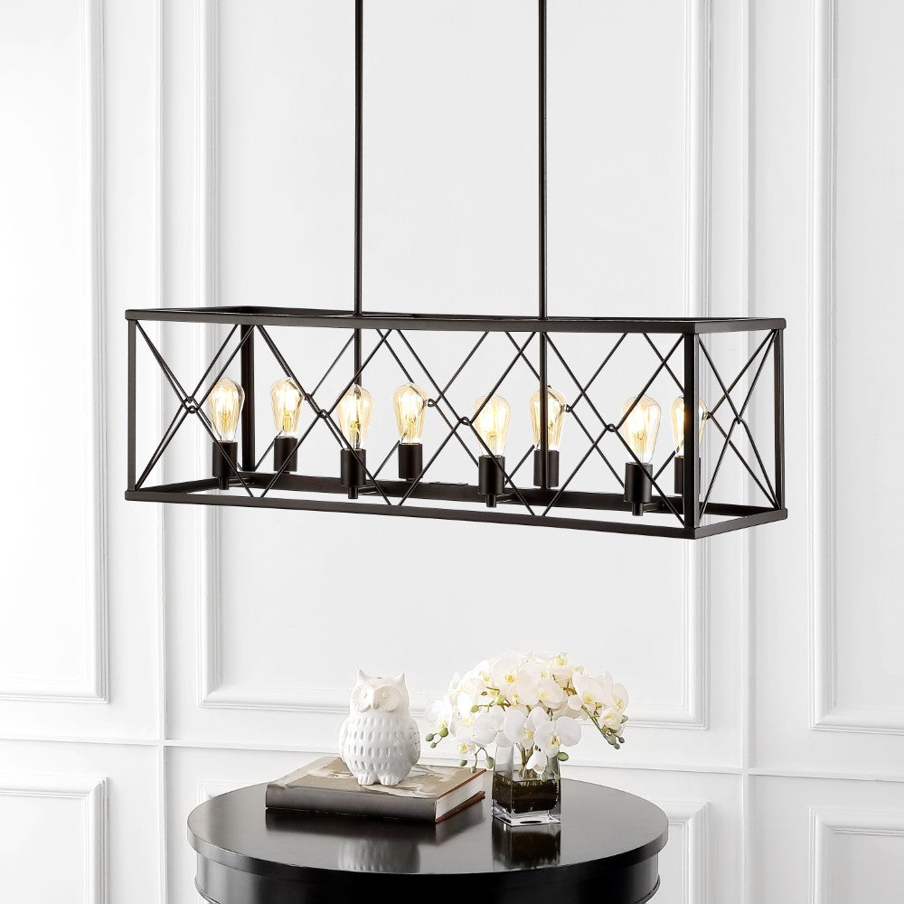 Dave 39" 8-Light Adjustable Iron Farmhouse Industrial LED Dimmable Pendant