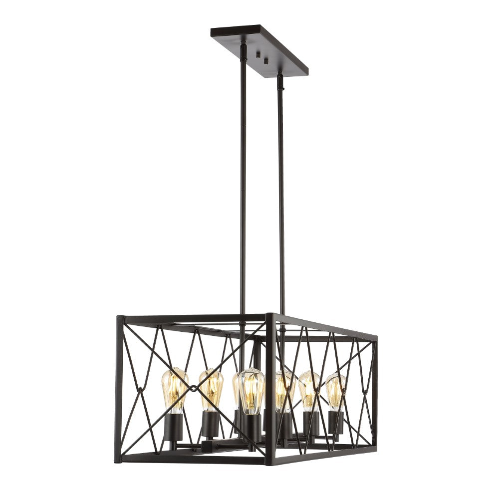 Dave 39" 8-Light Adjustable Iron Farmhouse Industrial LED Dimmable Pendant