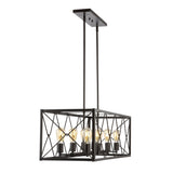Dave 39" 8-Light Adjustable Iron Farmhouse Industrial LED Dimmable Pendant