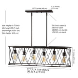 Gardner 37.75" 6-Light Adjustable Iron Farmhouse Rustic LED Dimmable Pendant