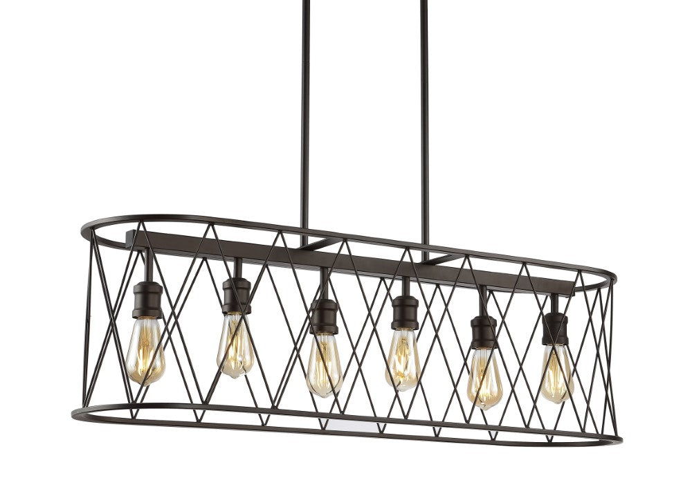 Gardner 37.75" 6-Light Adjustable Iron Farmhouse Rustic LED Dimmable Pendant