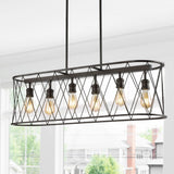 Gardner 37.75" 6-Light Adjustable Iron Farmhouse Rustic LED Dimmable Pendant