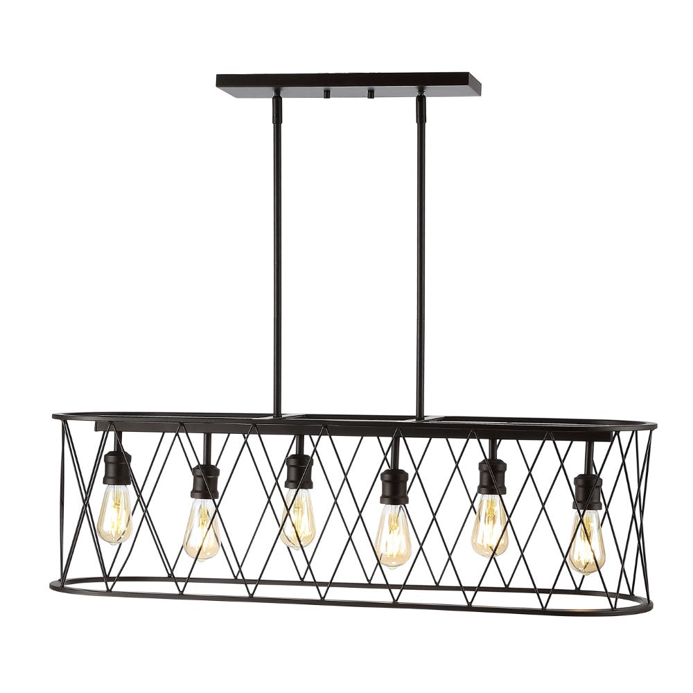 Gardner 37.75" 6-Light Adjustable Iron Farmhouse Rustic LED Dimmable Pendant