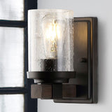 Pinewood Iron/Seeded Glass Rustic Farmhouse LED Vanity Light