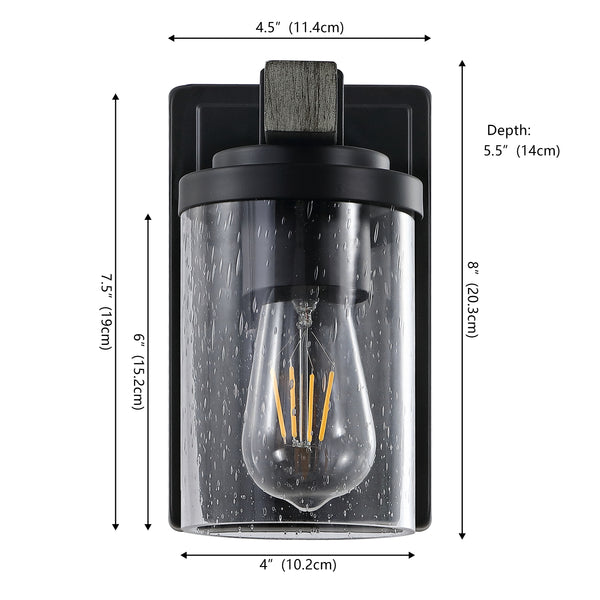 Dimension Image Black/Gray Oak Wood Finish / 1 Light