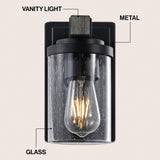 Pinewood Iron/Seeded Glass Rustic Farmhouse LED Vanity Light