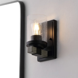 Pinewood Iron/Seeded Glass Rustic Farmhouse LED Vanity Light