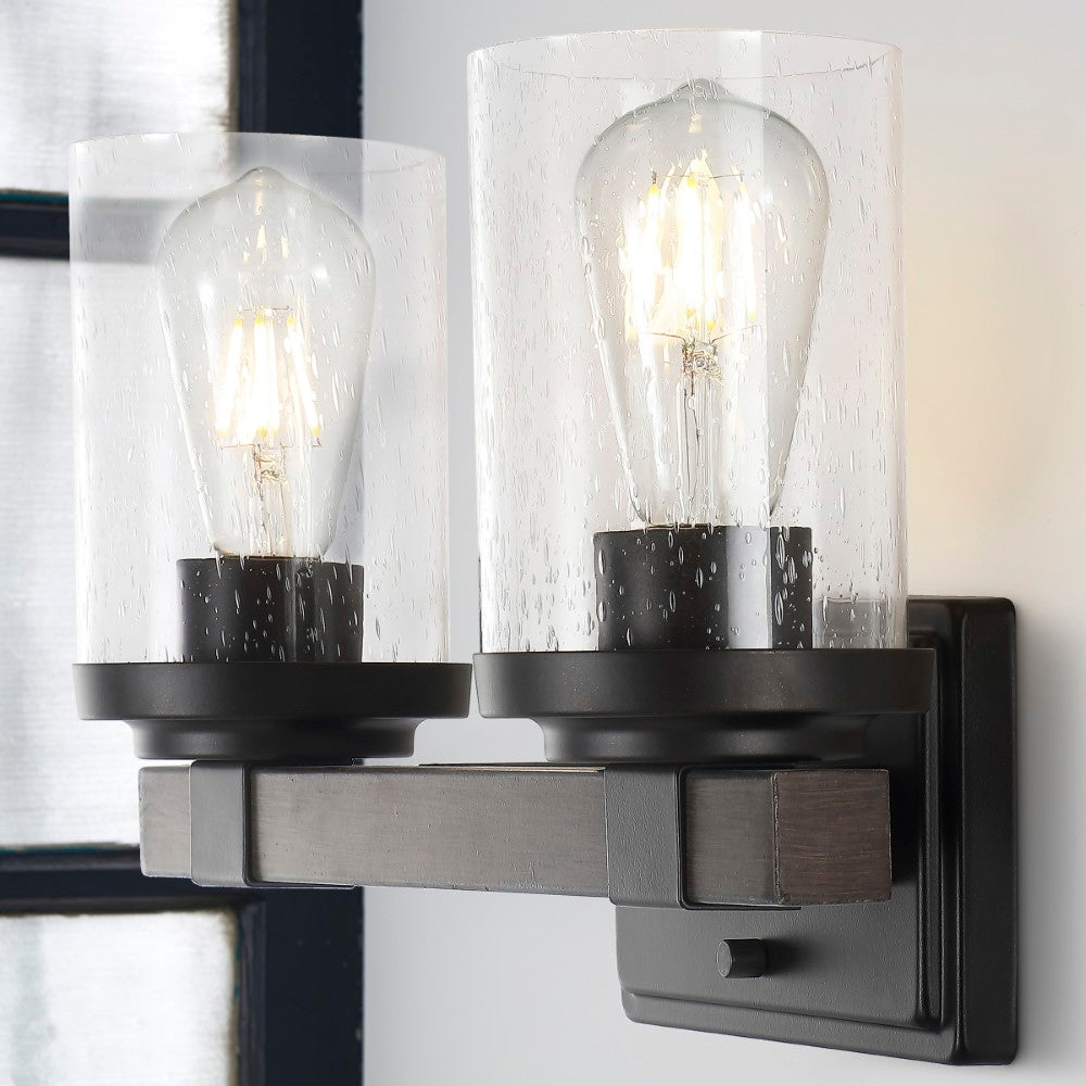 Pinewood Iron/Seeded Glass Rustic Farmhouse LED Vanity Light