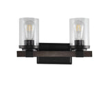 Pinewood Iron/Seeded Glass Rustic Farmhouse LED Vanity Light
