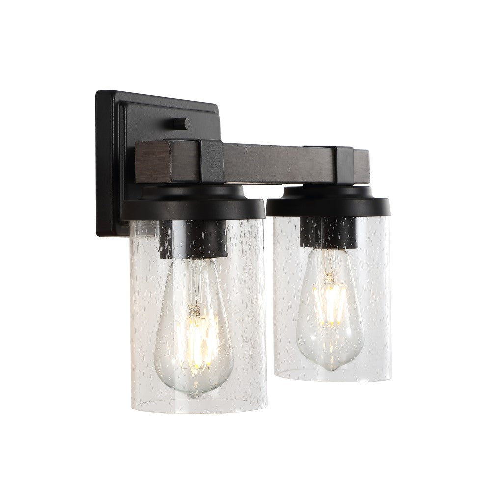 Pinewood Iron/Seeded Glass Rustic Farmhouse LED Vanity Light