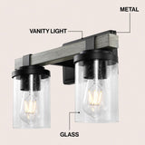 Pinewood Iron/Seeded Glass Rustic Farmhouse LED Vanity Light