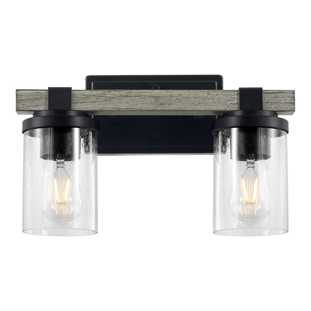 Pinewood Iron/Seeded Glass Rustic Farmhouse LED Vanity Light