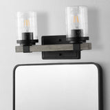 Pinewood Iron/Seeded Glass Rustic Farmhouse LED Vanity Light