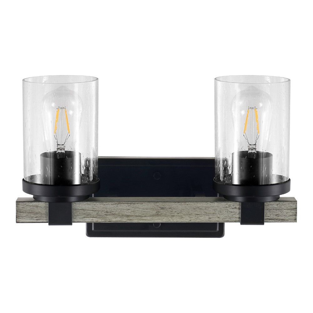 Pinewood Iron/Seeded Glass Rustic Farmhouse LED Vanity Light