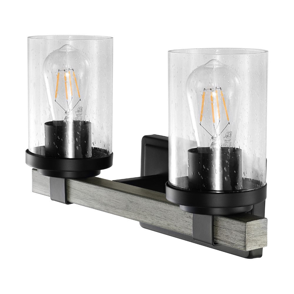 Pinewood Iron/Seeded Glass Rustic Farmhouse LED Vanity Light