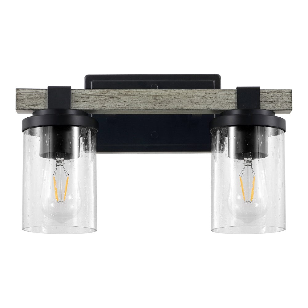 Pinewood Iron/Seeded Glass Rustic Farmhouse LED Vanity Light