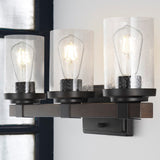 Pinewood Iron/Seeded Glass Rustic Farmhouse LED Vanity Light