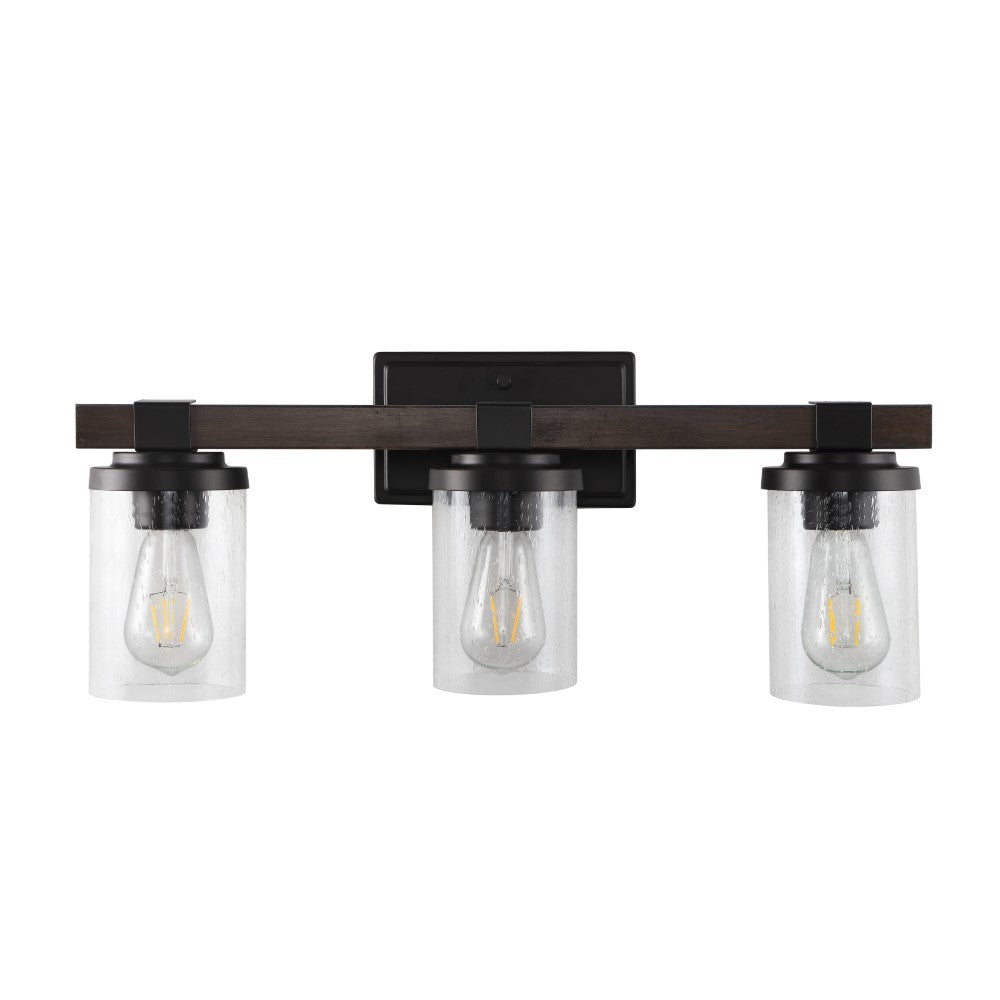 Pinewood Iron/Seeded Glass Rustic Farmhouse LED Vanity Light