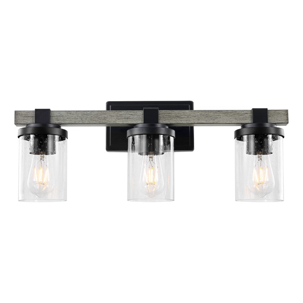 Pinewood Iron/Seeded Glass Rustic Farmhouse LED Vanity Light