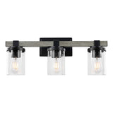 Pinewood Iron/Seeded Glass Rustic Farmhouse LED Vanity Light