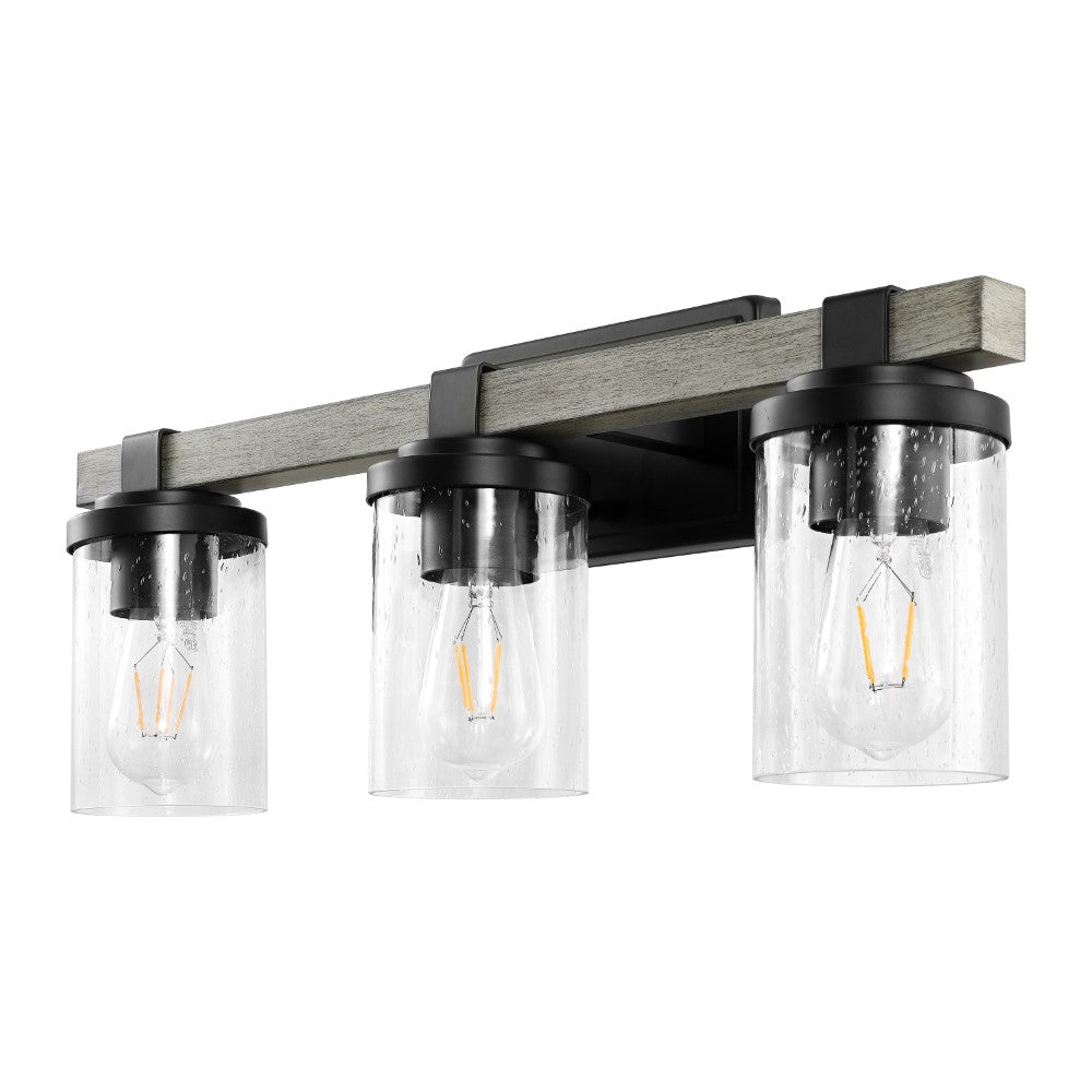 Pinewood Iron/Seeded Glass Rustic Farmhouse LED Vanity Light