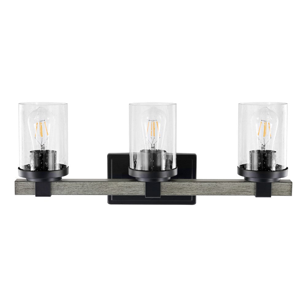 Pinewood Iron/Seeded Glass Rustic Farmhouse LED Vanity Light